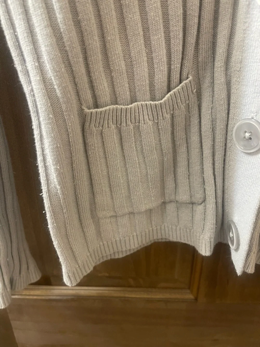 Talbots Light Blue Gray Ribbed V-Neck Button Cardigan size Medium - Picture 5 of 6